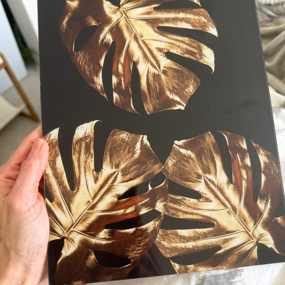 Acrylic 8.5x10 metallic gold Monstera Wall Art - Picture 7 of 8